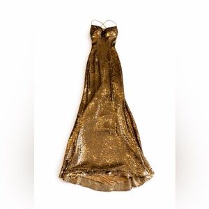 SHERRI HILL/Gold Sequin Evening Gown/ size 0